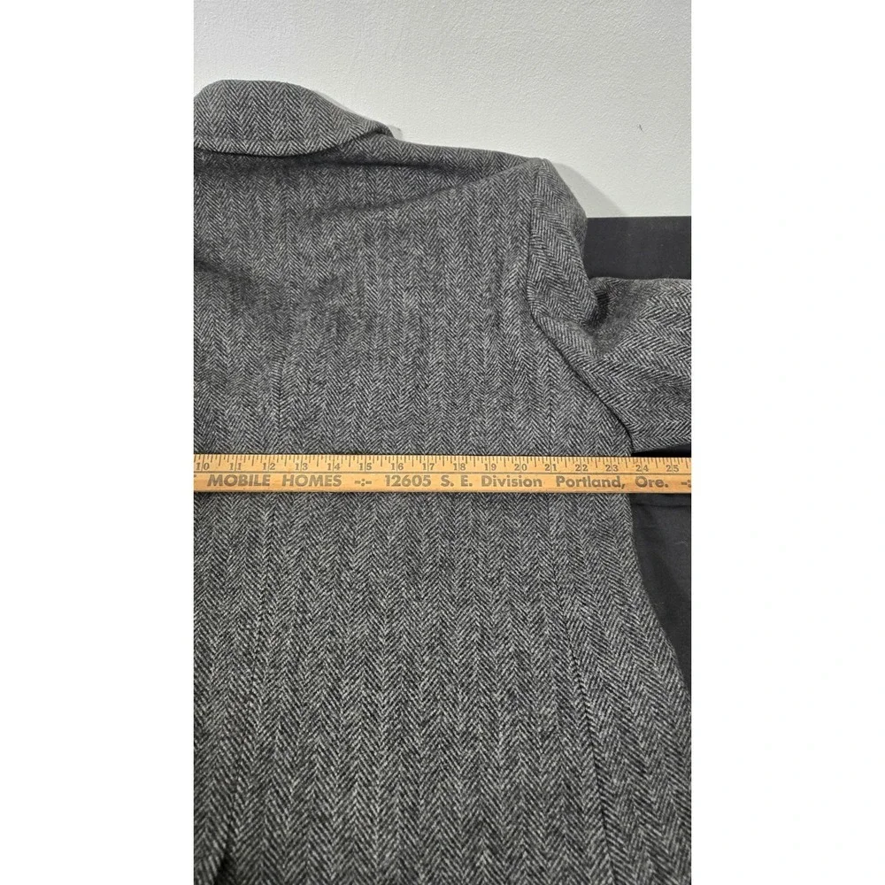 Vintage Gray Stratojac Herringbone Duster Size 44 Wool Nylon